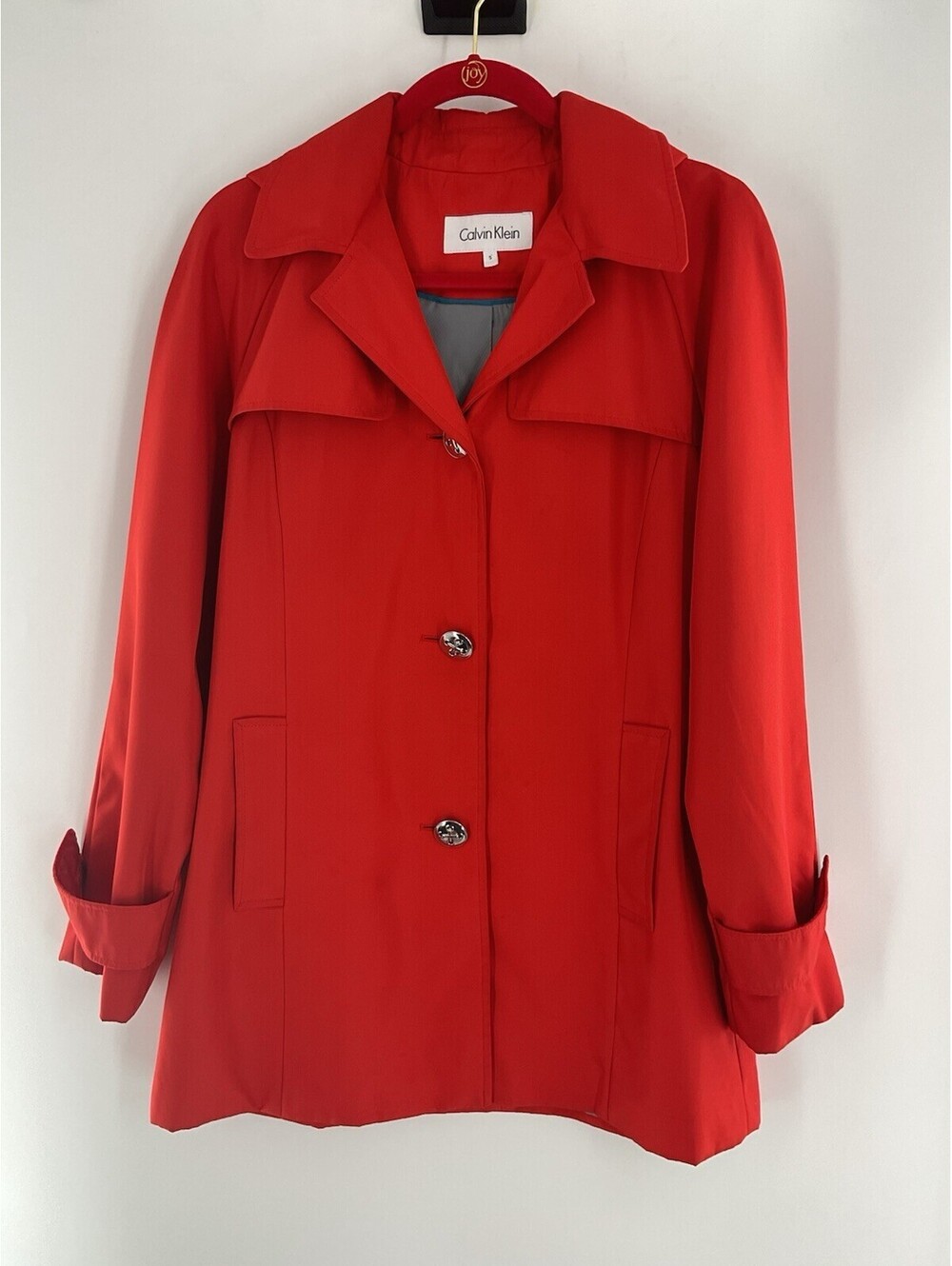 Calvin Klein Women Size Small Orange/Red Rain Jacket C2